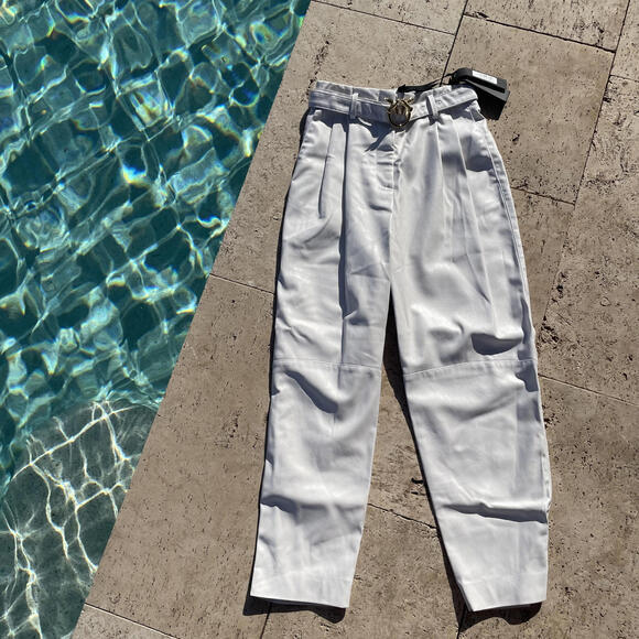 Pinko Pants - PINKO White Vegan Leather Trousers by Pinko - Size 38 NWT